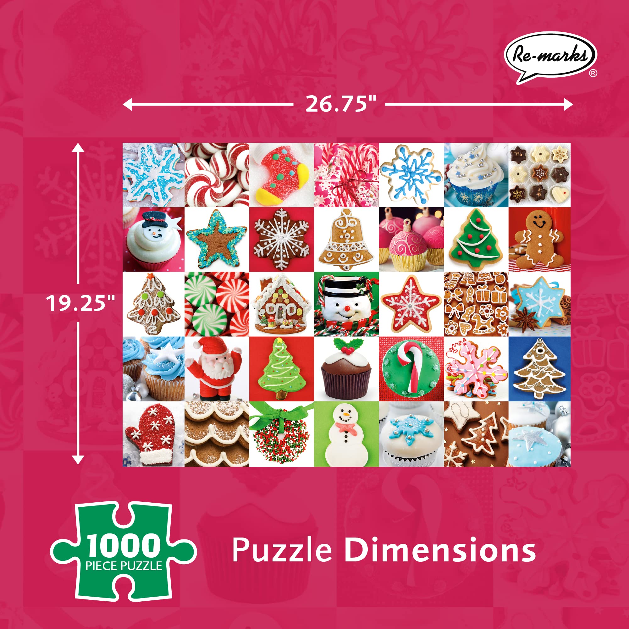 Re-marks Holiday Treats 1000-Piece Christmas Jigsaw Puzzle - Festive Collage Puzzle for Adults & Families - Perfect for Holiday Decor, Gift Giving & Cozy Winter Nights