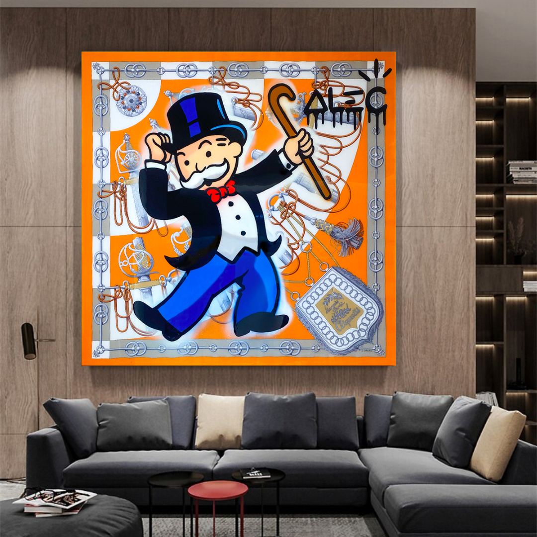 Alec Monopoly Scarf Collection Canvas Wall Art - Modern Pop Art Home Decor for Living Room, Bedroom & Office