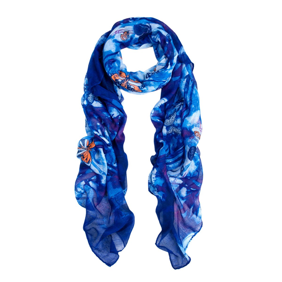 Elegant Soft Bamboo & Butterfly Print Watercolor Scarf - Lightweight Fashion Accessory for Women, Gift Idea, Spring & Summer Style - Available in Multiple Colors