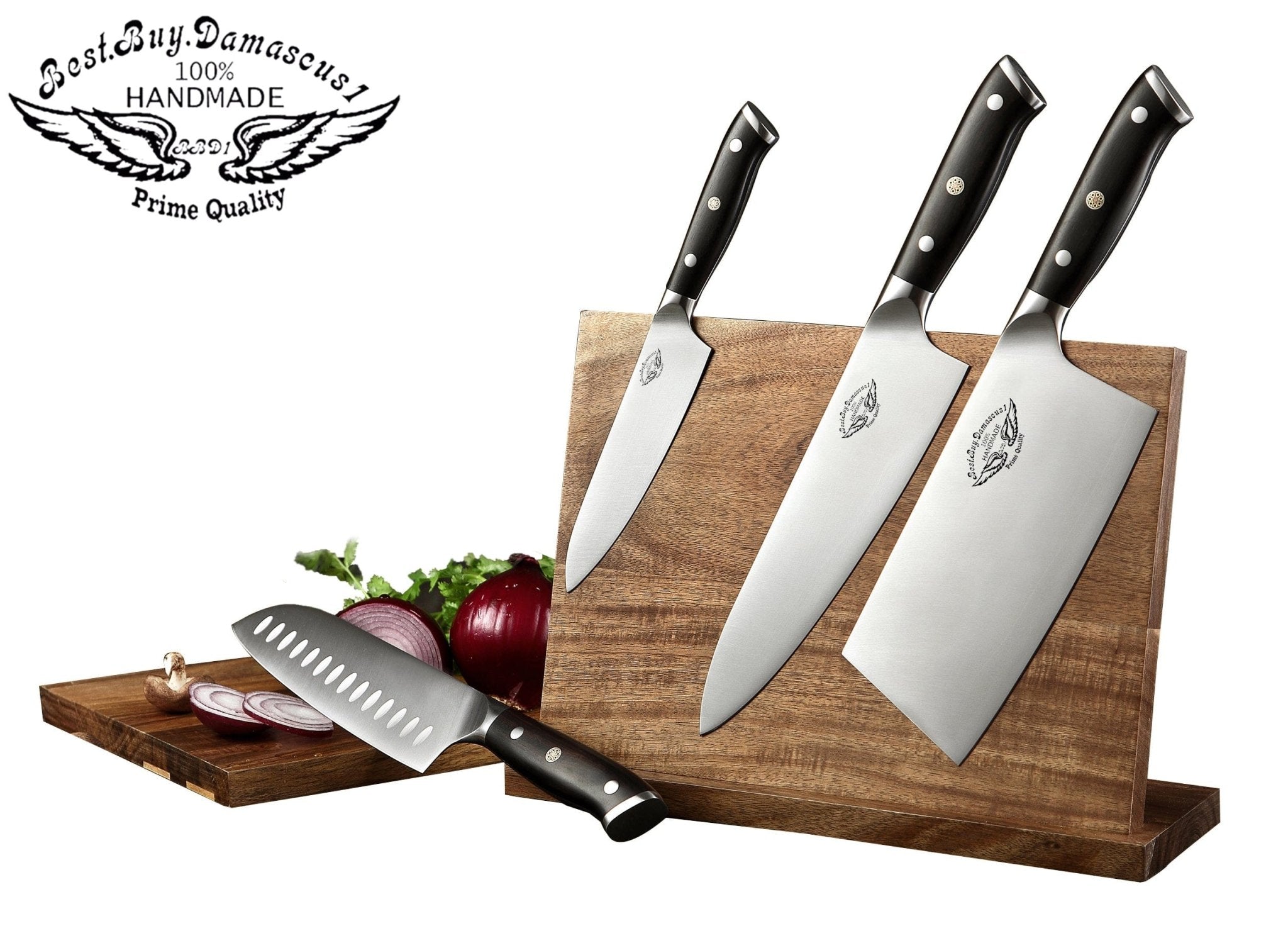 5-Piece German 1.4116 High Carbon Stainless Steel Kitchen Knife Set with Wooden Block - Professional Chef Knives for Cooking, Slicing & Food Prep