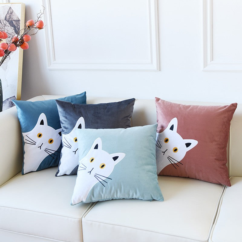 Stylish Modern Decorative Throw Pillows for Sofa & Couch - Cute Cat Pillow Covers for Kids Room Decor - Soft & Comfortable Home Accent Pillows for Living Room, Bedroom, and Nursery