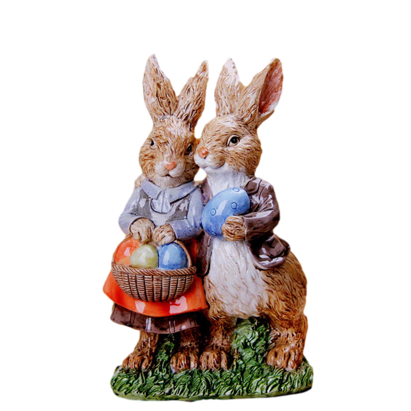 Yowein Spring Polyresin Bunny Figurine with Carrot Decor - Easter Table Centerpiece for Home, Party & Holiday Decorations | Perfect for Couples, Spring Celebrations & Festive Gatherings