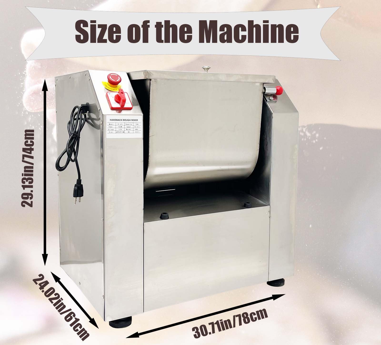 25KG/50QT Commercial Dough Mixer Machine - 110V 2200W Stainless Steel Electric Flour Kneader & Vegetable Meat Blender with Rotary Bowl | Professional Kitchen & Restaurant Equipment for Baking, Pizza Dough, Pastry & Food Prep