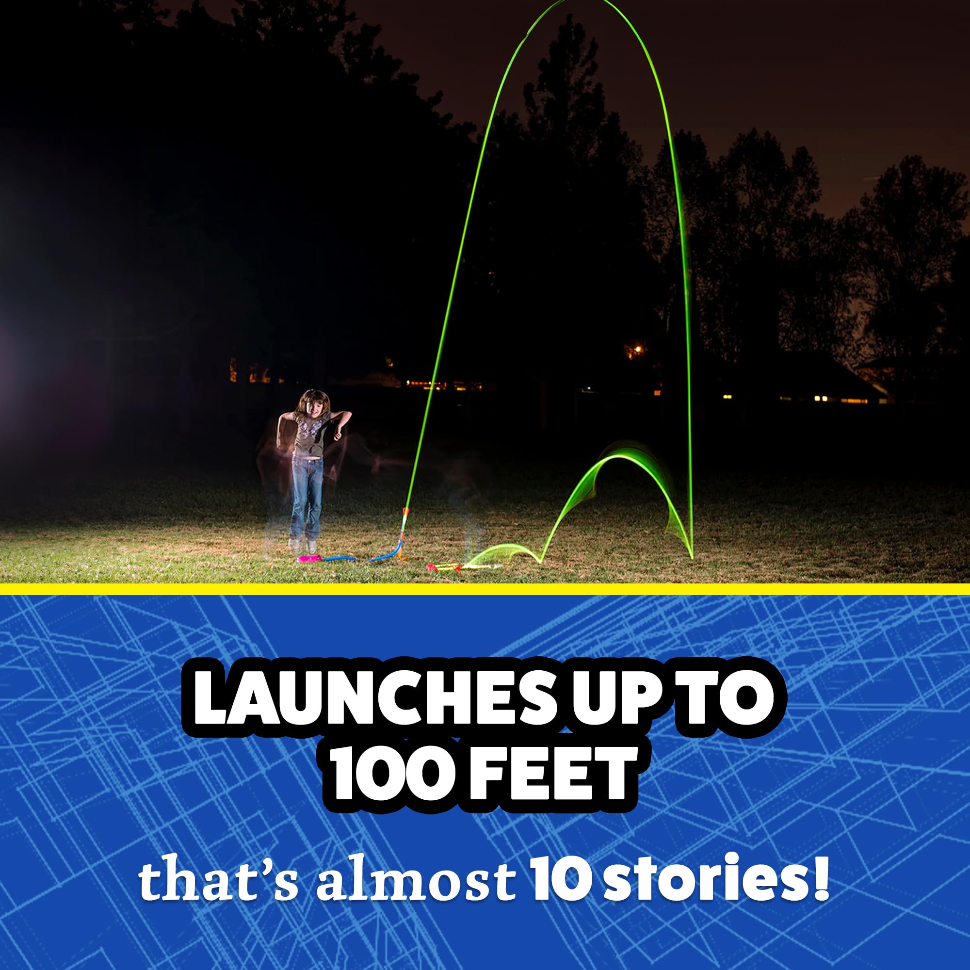 Stomp Rocket Ultra LED Rocket Launcher for Kids - 6 LED Foam Tipped Rockets with Adjustable Launch Stand | Fun Outdoor STEM Toy for Boys & Girls Ages 5-12 | Perfect for Backyard Play, Birthday Gifts & Family Game Night