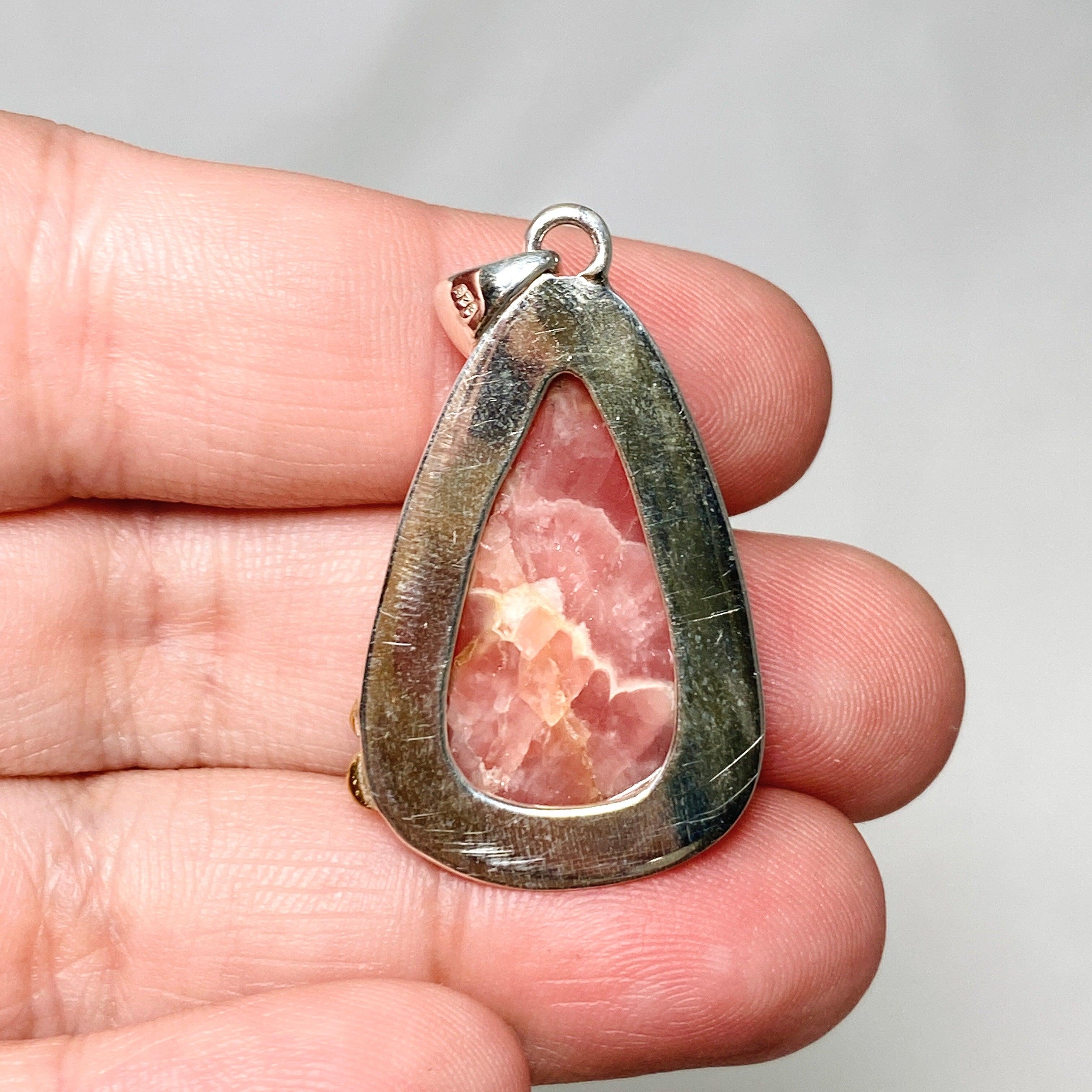 Rhodochrosite Teardrop Pendant Necklace with Brass Accents - KPGJ4325 | Elegant Jewelry for Women, Perfect Gift for Birthday, Anniversary & Special Occasions