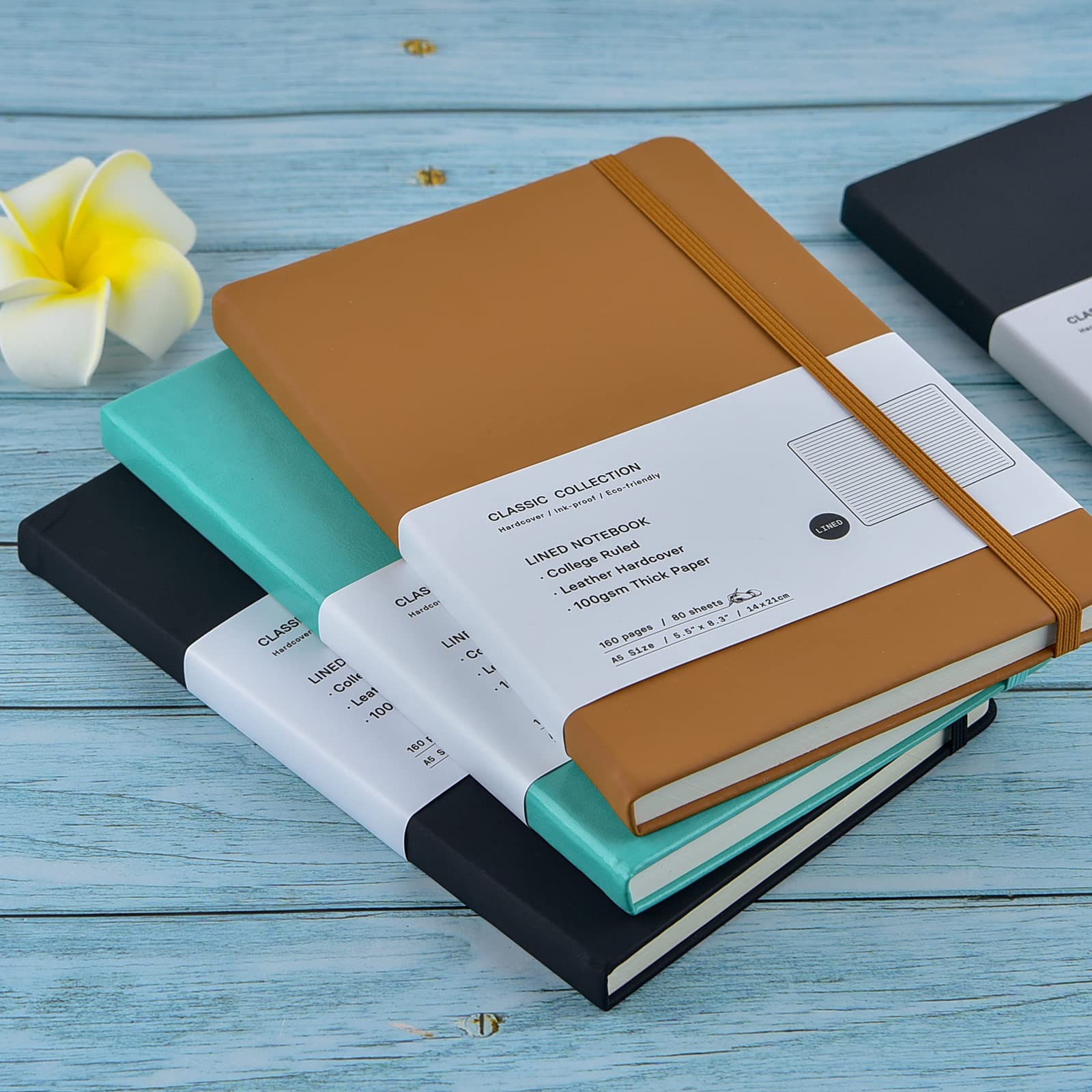 Coopay 24 Pack A5 Lined Hardcover Leather Journals - 160 Pages, 100GSM Thick Paper, 8.3 x 5.5 Inch Bulk Notebooks for Writing, Office, School & Business - Perfect Work Notebooks for Men & Women (Brown) - Ideal for Journaling, Note Taking & Gift Giving