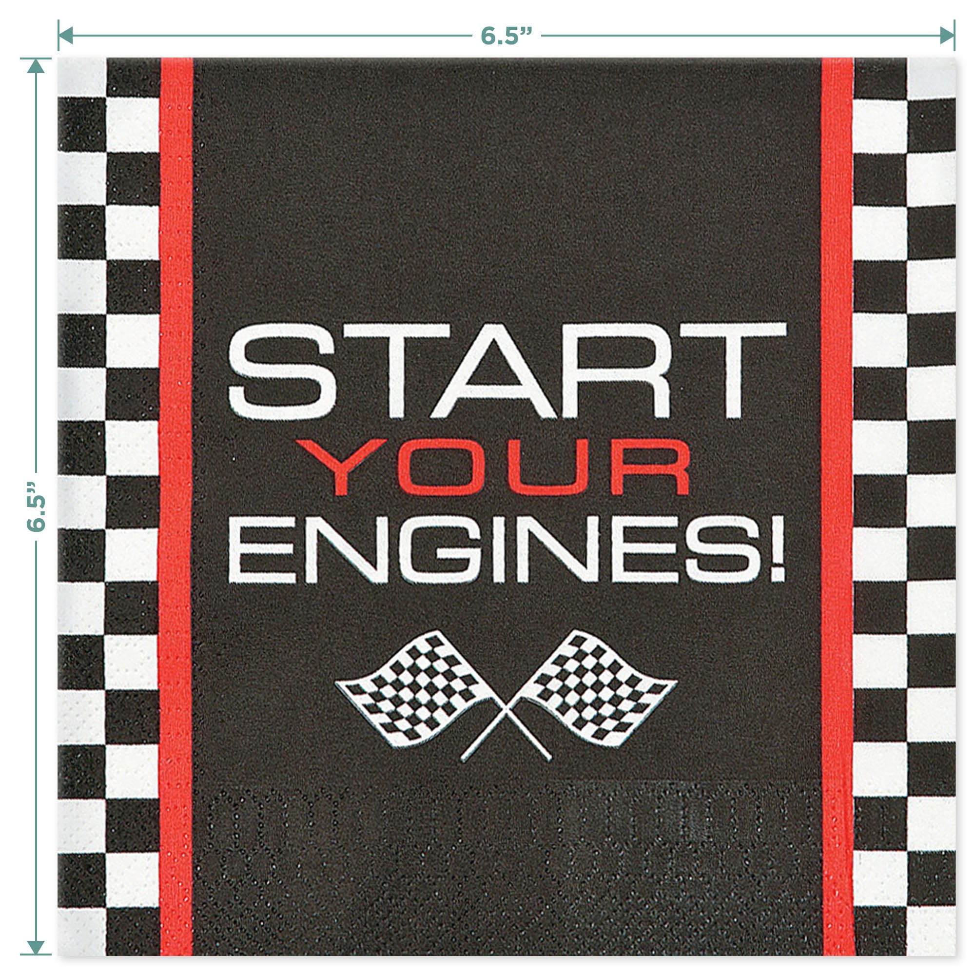 Race Car Party Supplies Set - 16 Racing Themed Paper Dinner Plates & Checkered Lunch Napkins for Kids Birthday, Baby Shower & Themed Events | HOME & HOOPLA