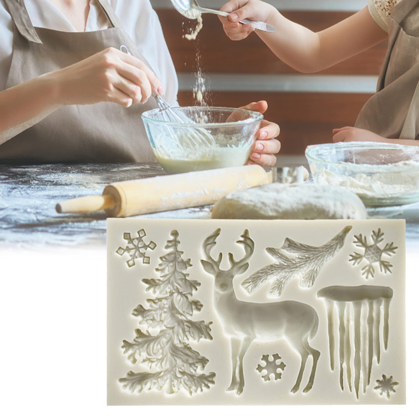 Premium Non-Stick Silicone Christmas Elk Cake Fondant Mold - Safe Baking Decorating Tool for Holiday Cakes, Cupcakes & Cookies | Perfect for Christmas Parties, DIY Desserts & Home Baking Gifts