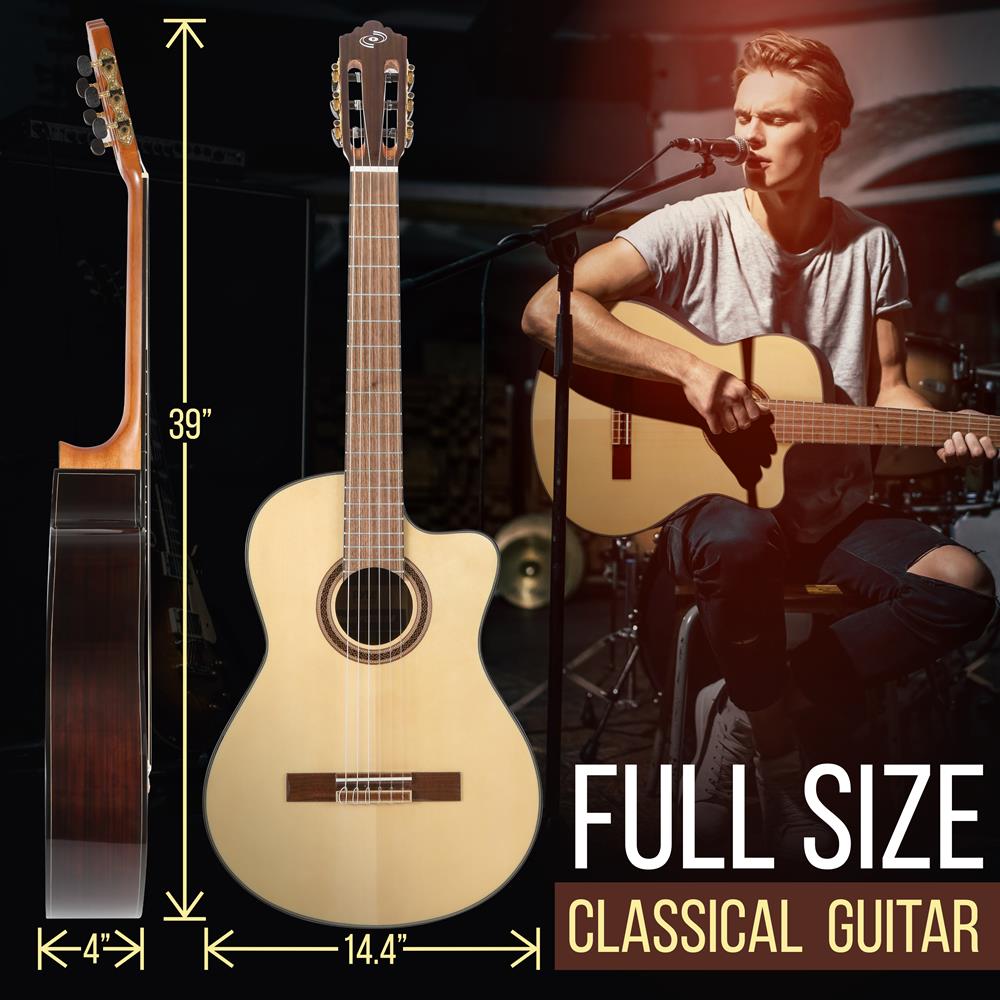Complete Classic Acoustic Guitar Kit for Beginners - 6 String Guitar with Tuner, Case, Strap & Picks - Perfect for Learning, Practice & Live Performances