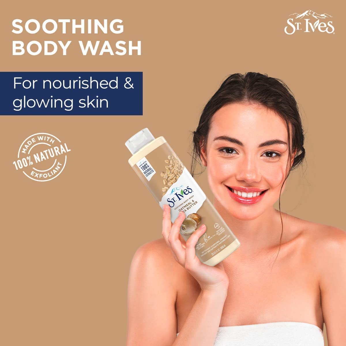St. Ives Oatmeal & Shea Butter Body Wash - Hydrating & Moisturizing for Dry Skin - 13.5 oz (3 Pack) - Gentle Exfoliating Shower Gel for Smooth, Soft Skin - Perfect for Daily Use & Sensitive Skin Care Routine