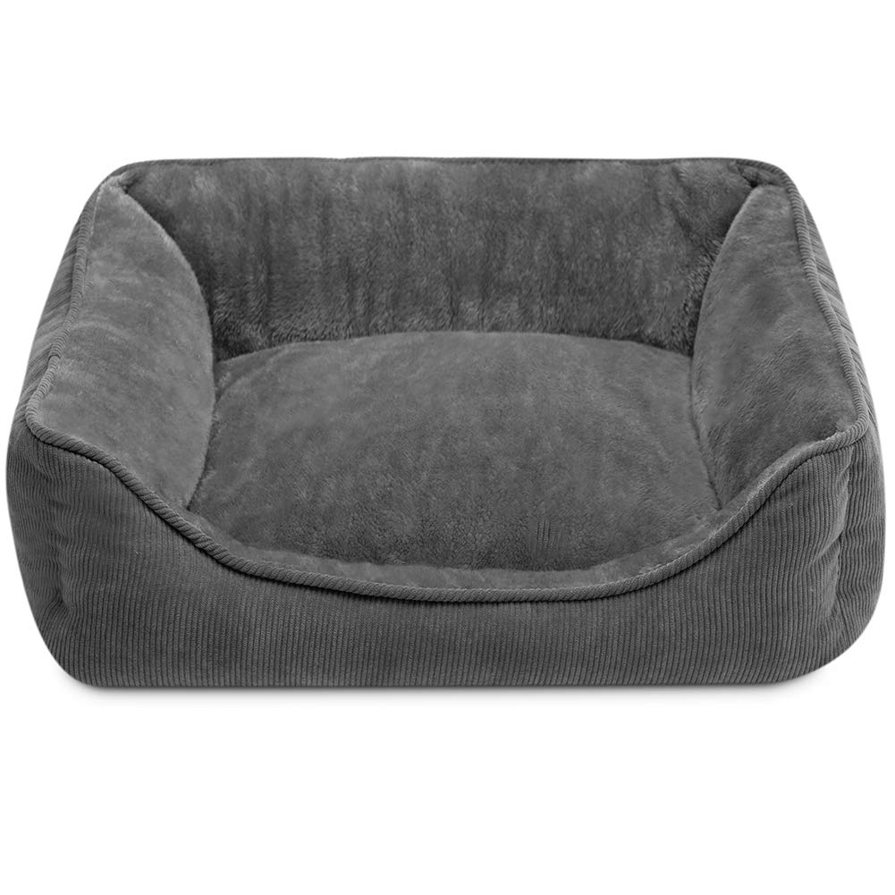Hollypet Soft Breathable Cat Bed & Small Dog Bed - Cozy Pet Sleeping Cushion for Cats & Puppies, Dark Grey (55 x 45 x 15cm) - Perfect for Indoor Lounging, Crate Training & Nap Time Comfort