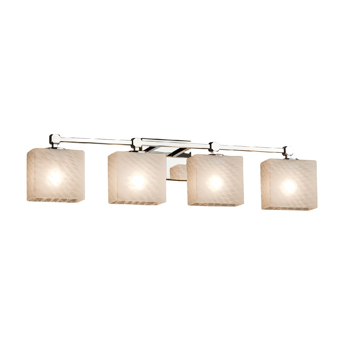 Tetra 4 Rectangle Shade LED Bathroom Light Bar - Polished Chrome Finish - 2800 Lumens - FSN-8424-55-WEVE-CROM-LED4 - Perfect for Modern Bathroom Vanity Lighting and Spa-Like Ambiance