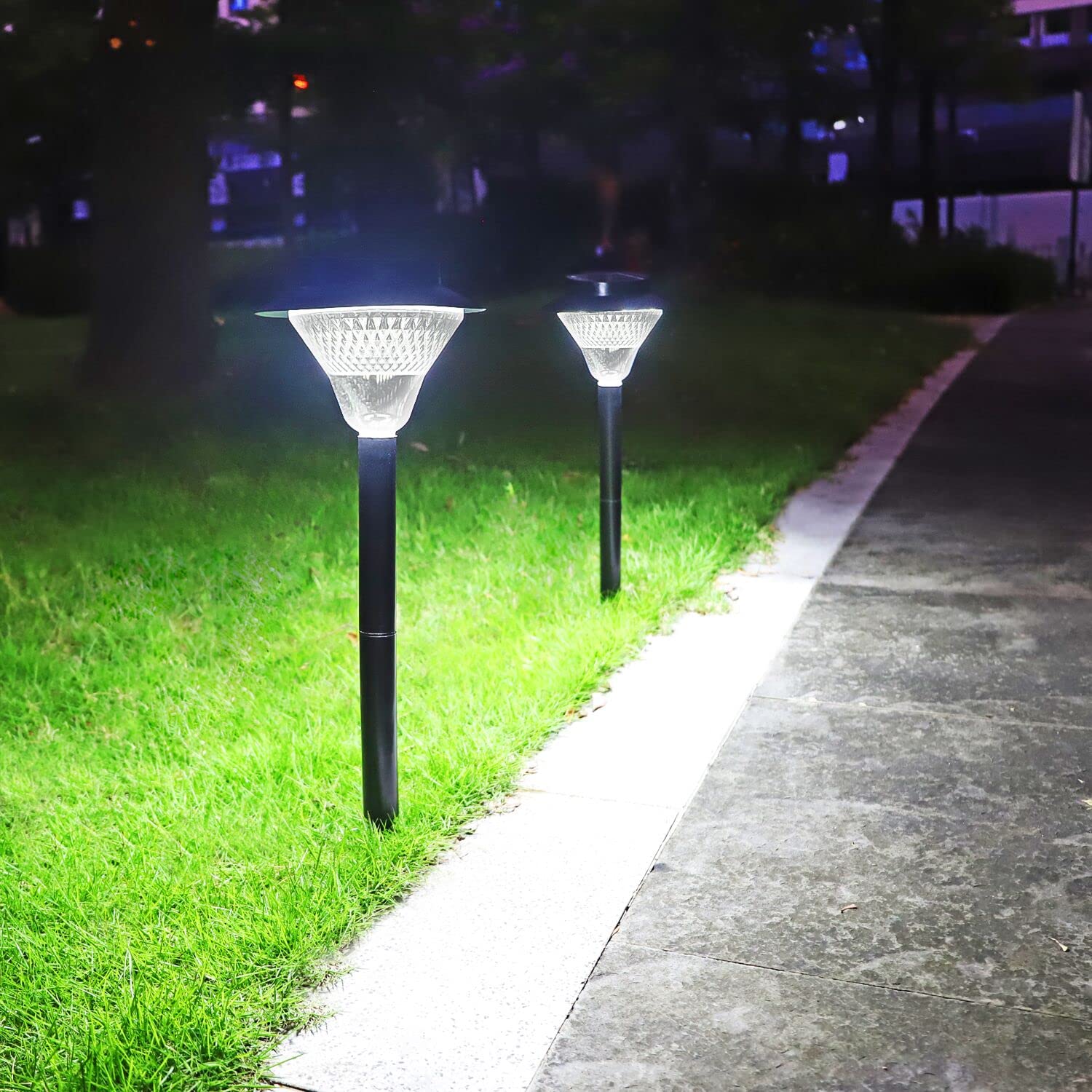 **Solar Pathway Lights - High Lumen Outdoor Solar Landscape Lights, IP65 Waterproof, Auto On/Off, Long-Lasting for Garden, Lawn, Driveway, Walkway (Cold White, 2-Pack) - Perfect for Nighttime Safety & Decoration**