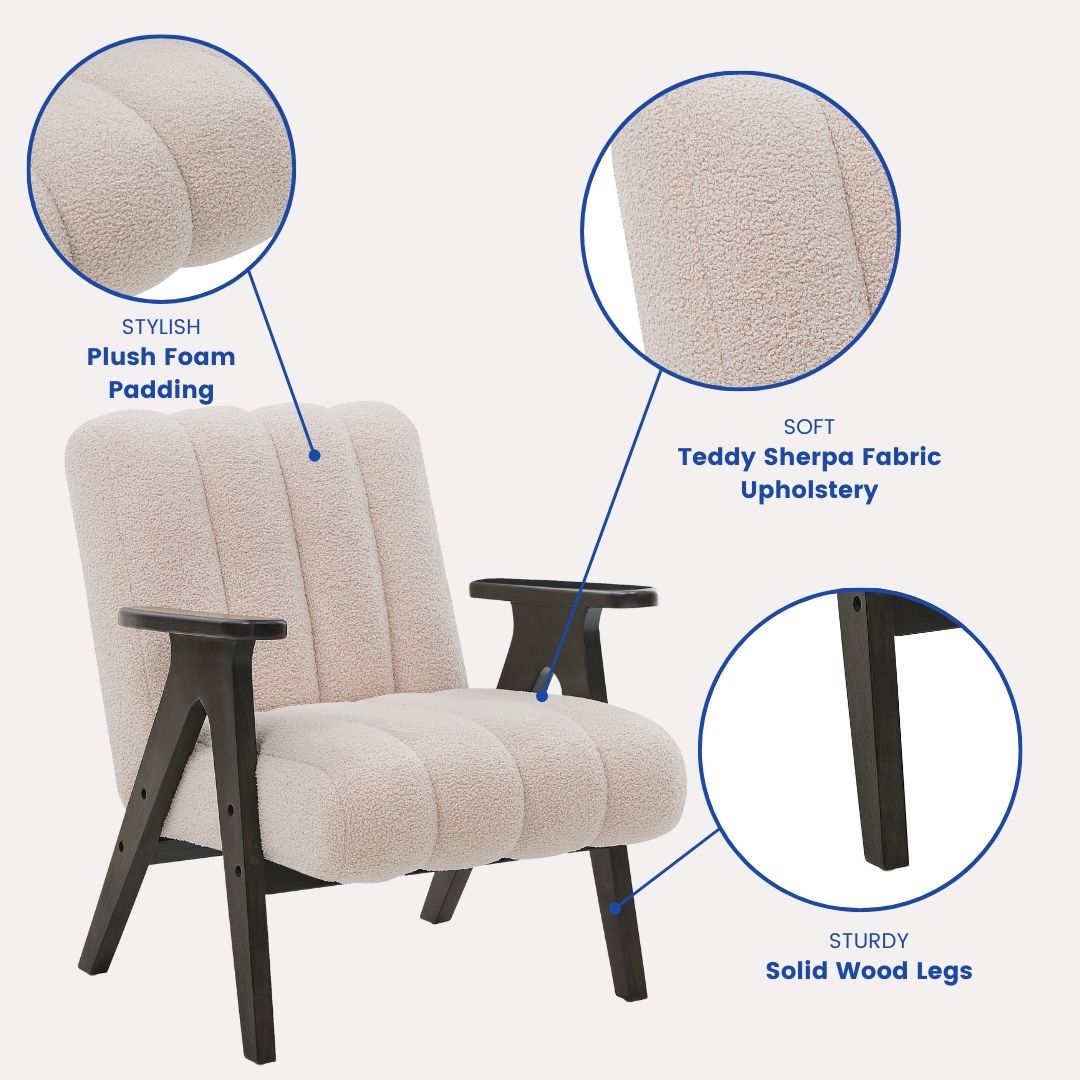 Roundhill Furniture Rella Modern Accent Chair with Espresso Wood Frame - Stylish Living Room Seating for Home Office, Lounge & Bedroom Decor