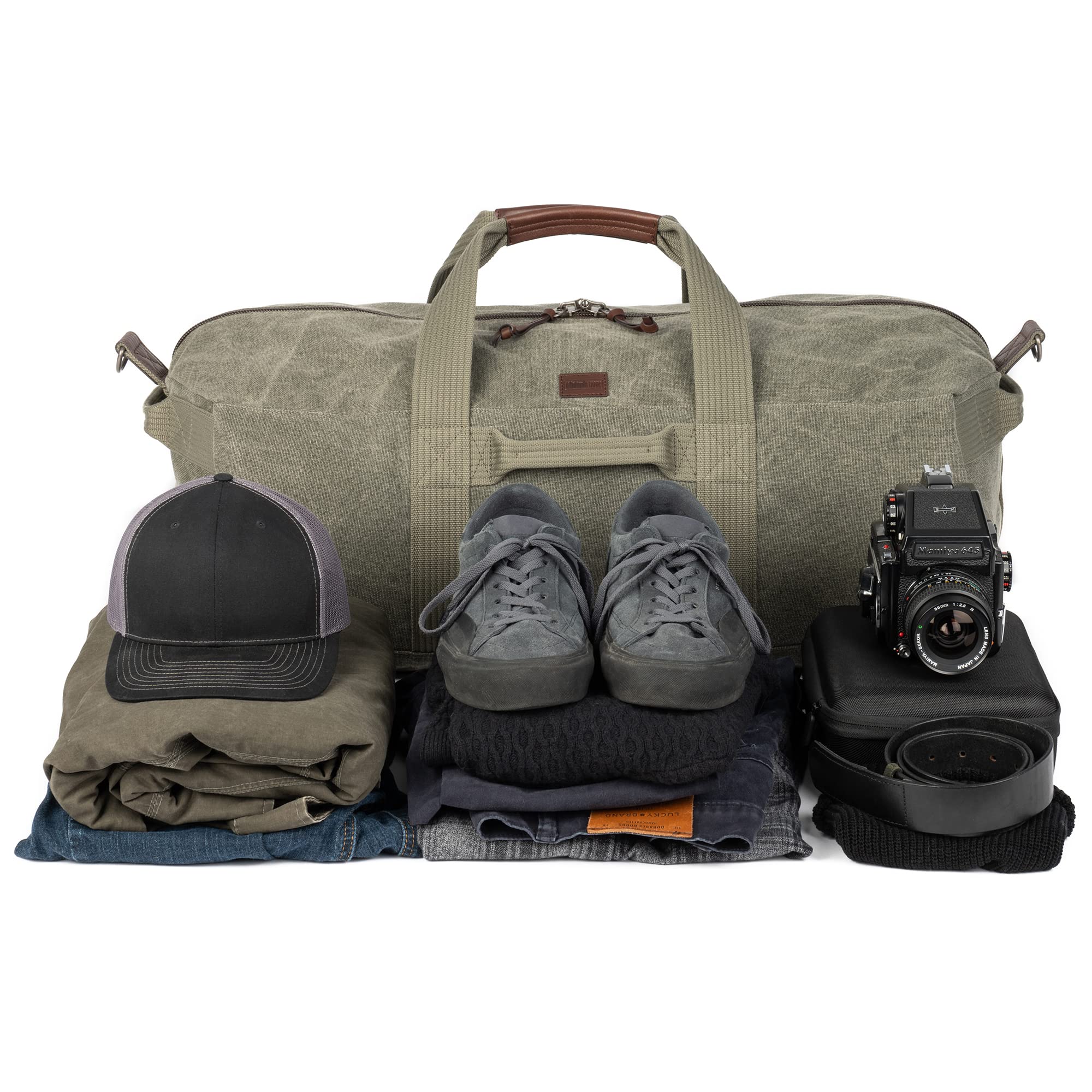 Vintage 75 Duffel Bag - Stone-Washed Cotton Canvas Travel Bag for Gym, Weekend Getaways & Outdoor Adventures