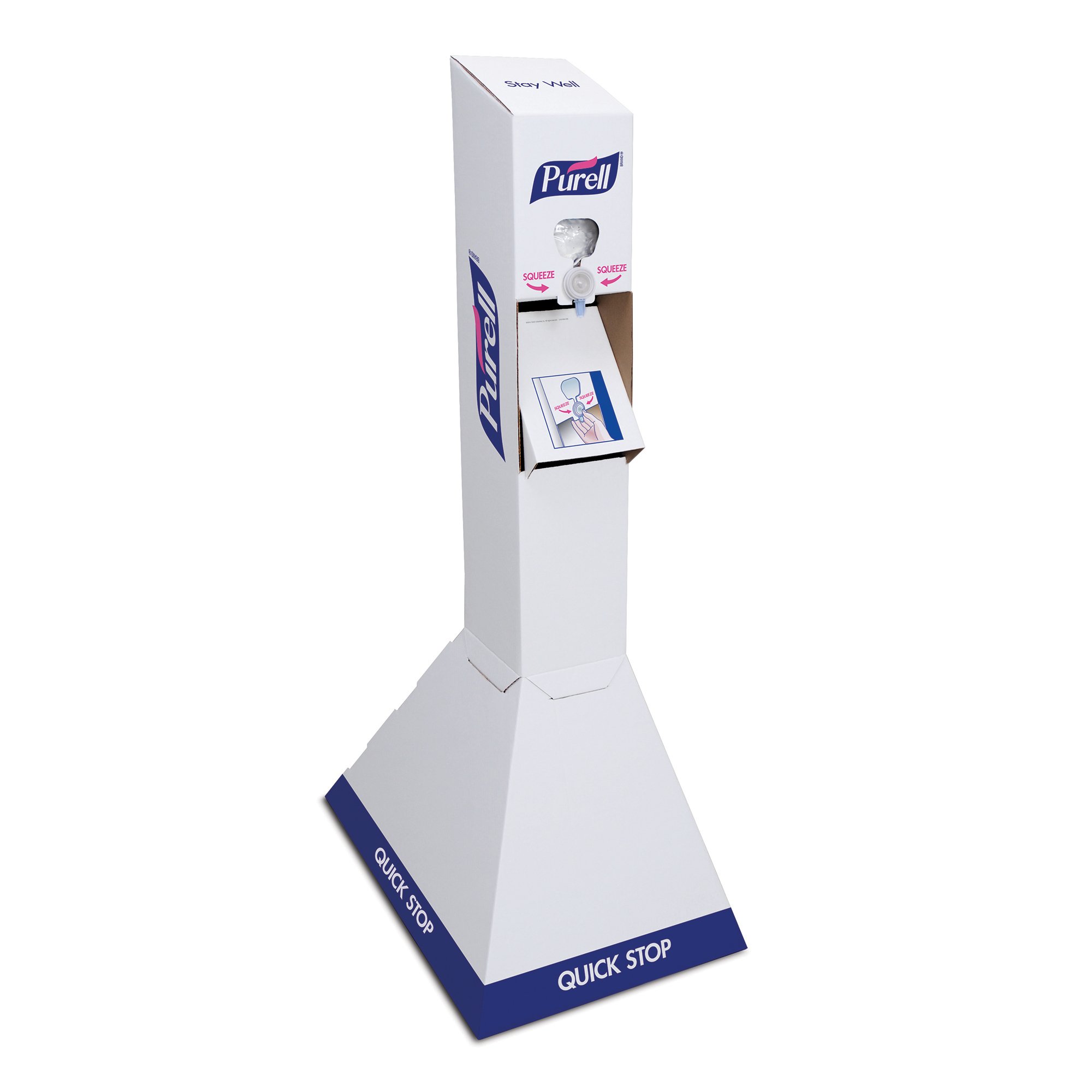 Purell Quick Stop Hand Sanitizer Floor Stand Starter Kit with 2 NXT 1000mL Refills & White Stand (2156-DS) - Ideal for Offices, Schools, and Public Spaces