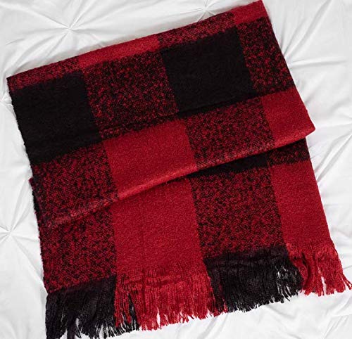 Soft Acrylic Buffalo Check Throw Blanket with Tassels 50