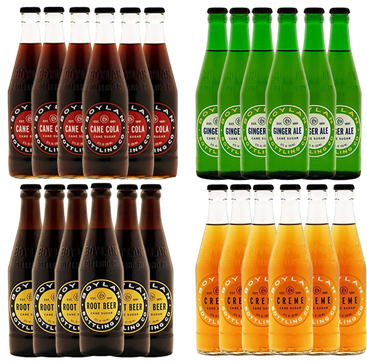 Boylan Soda Variety Pack - 24 Glass Bottles (12 oz Each) - Premium Craft Soda for Parties, BBQs & Family Gatherings - Classic Flavors Bundle - Made in USA