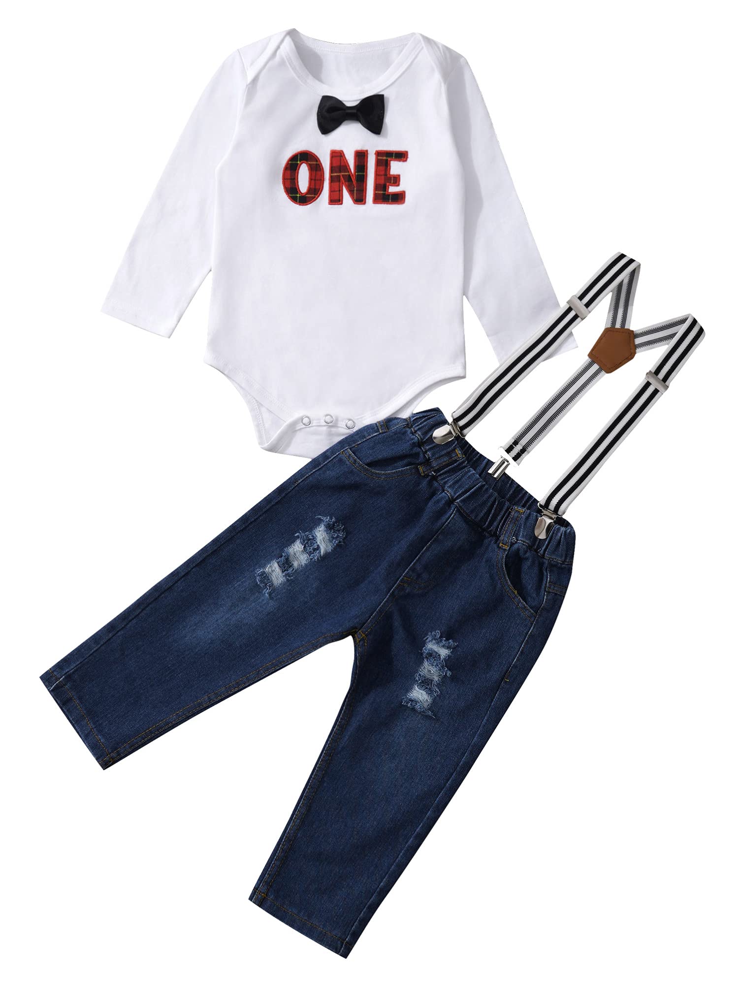 Alvivi Baby Toddler Boys Denim Overalls Set with Short Sleeve Bodysuit - Cute First Birthday Outfit for Boys - Perfect for Photoshoots, Parties & Casual Playdates