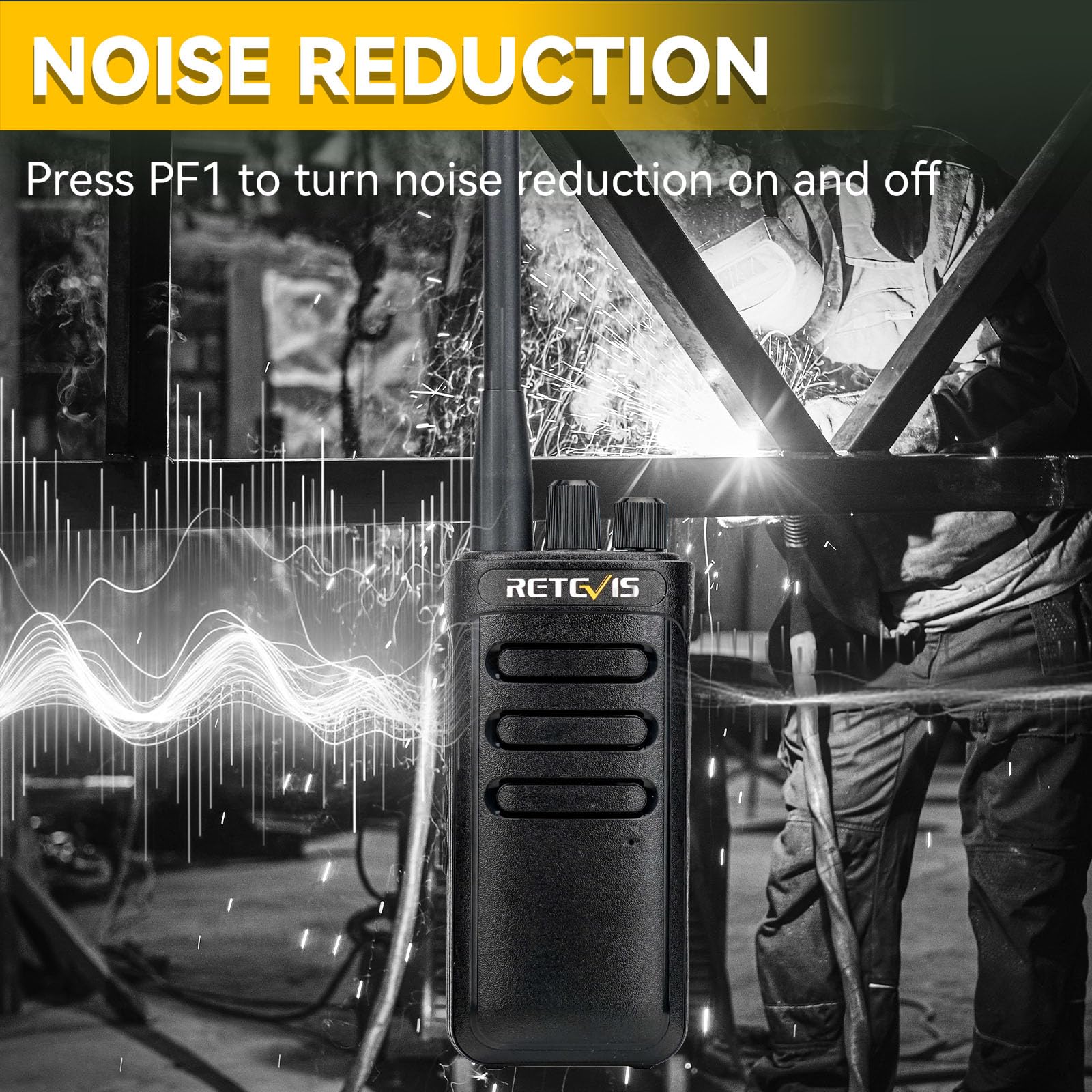 Retevis RB85 Long Range Two-Way Radios with Noise Cancellation - 16 Channels, 2000mAh Rechargeable Battery, High Power Walkie Talkies for Adults (6 Pack) - Ideal for Commercial Use, School Security, Construction Sites, and Outdoor Adventures