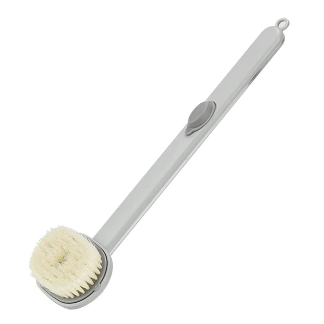 Exfoliating Body Brush with Long Handle - Detachable Back Scrubber & Built-in Shower Gel Reservoir | Deep Cleaning Shower Brush for Smooth Skin | Perfect for Bath, Spa & Exfoliation (Gray)
