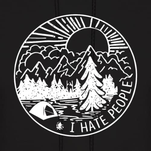 Spreadshirt Camping I Hate People Men's Hoodie - Funny Outdoor Hooded Sweatshirt for Hiking & Camping - Comfortable Cotton Pullover for Men