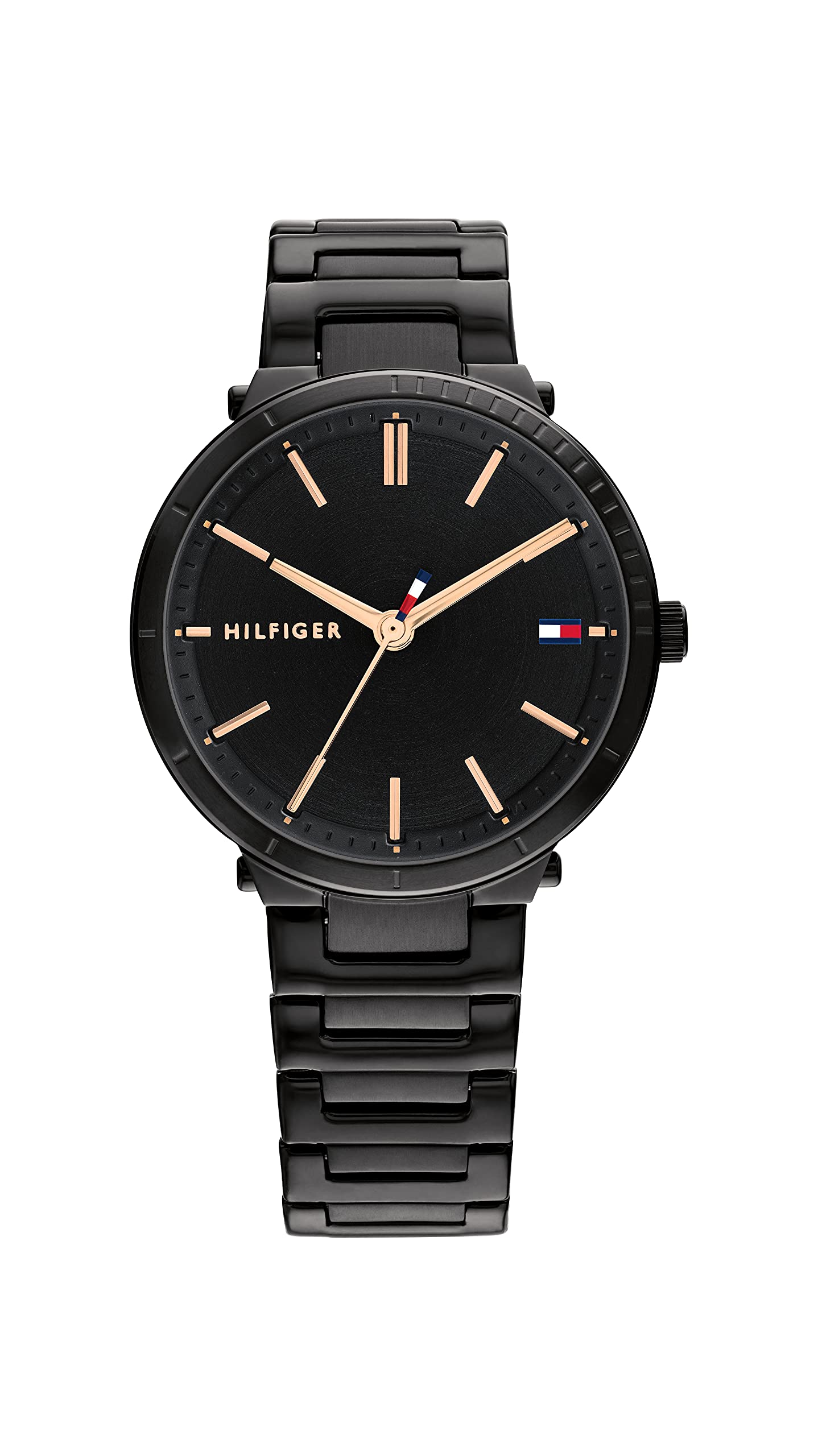 Tommy Hilfiger Women's Black Stainless Steel Link Bracelet Watch with Quartz Movement - Model 1782409 | Perfect for Office, Casual Wear & Special Occasions