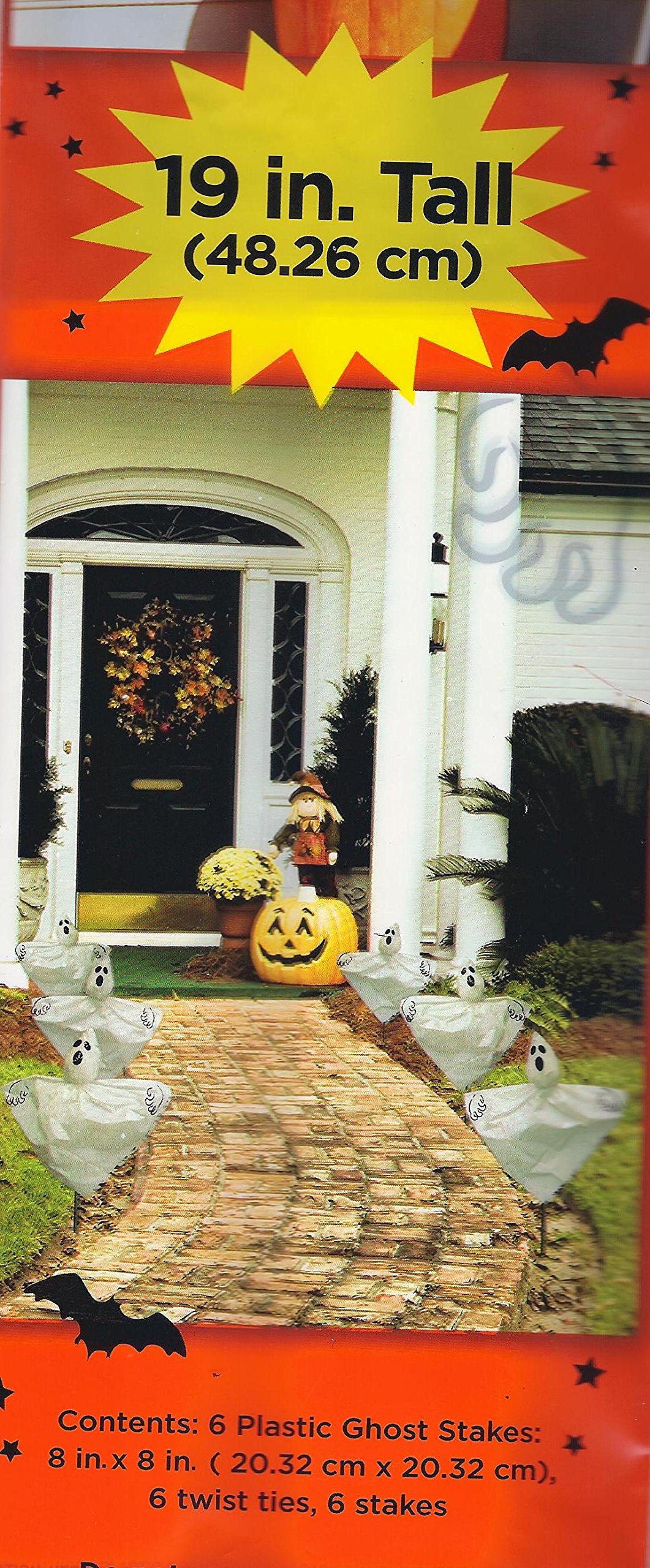 Spooky Halloween Ghost Stakes Outdoor Decorations - Set of 6 (19 Inch Tall) for Yard, Garden & Party Scare Decor - Waterproof Halloween Party Supplies for Haunted House & Trick or Treat