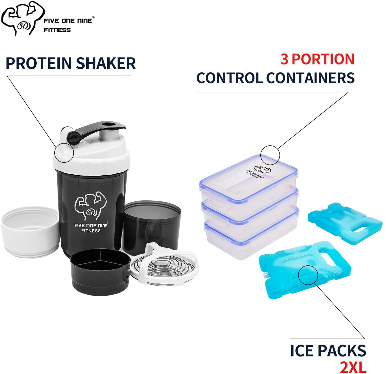 **519 Fitness Meal Prep Backpack - Insulated Cooler Lunch Bag with Laptop Compartment, Hiking & Picnic Backpack for Men & Women, Includes 3 Meal Containers, 2 Ice Packs & Protein Shaker - Perfect for Gym, Work, Travel & Outdoor Adventures**