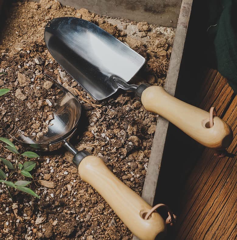 Premium 3-Piece Stainless Steel Heavy Duty Garden Tool Set with Ergonomic Wooden Handle - Durable Outdoor Planting Tools for Gardening, Landscaping & Yard Work - Perfect for Weeding, Digging & Soil Cultivation