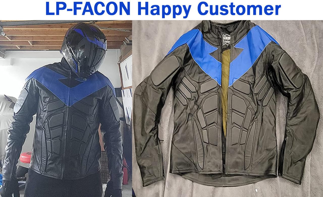 LP-FACON Men's Protective Motorcycle Leather Jacket with Armor Padding - Breathable Biker Jacket for Men - Durable Motorbike Riding Gear for Safety & Style (Ideal for Street Riding, Cruising & Motorcycle Adventures)