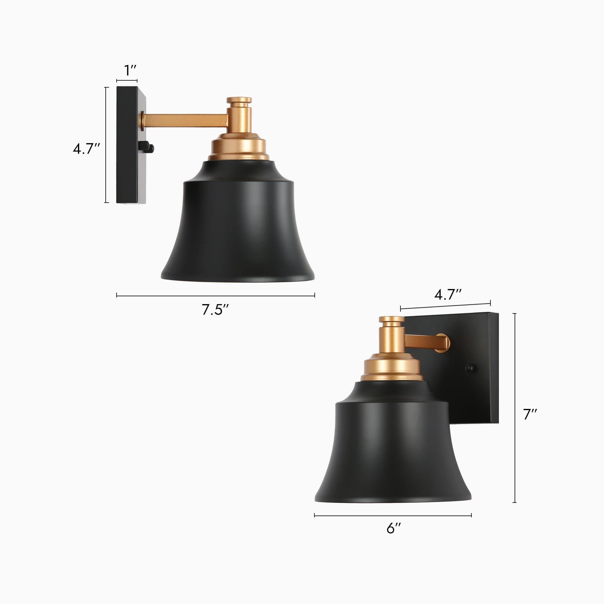 LALUZ Black Wall Sconces - Modern Farmhouse Gold Black Wall Lights for Bedroom, Living Room, Hallway | Elegant Lighting Fixtures for Home Decor, Perfect for Creating Cozy Ambiance in Any Room