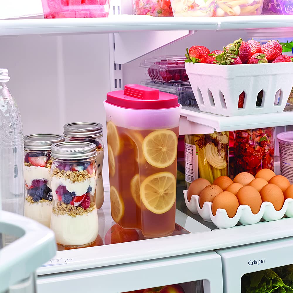Rubbermaid Compact 2-Quart Plastic Pitcher with Lid - Perfect for Iced Tea, Lemonade & Water - BPA-Free Kitchen Pitcher for Refrigerator & Countertop Storage