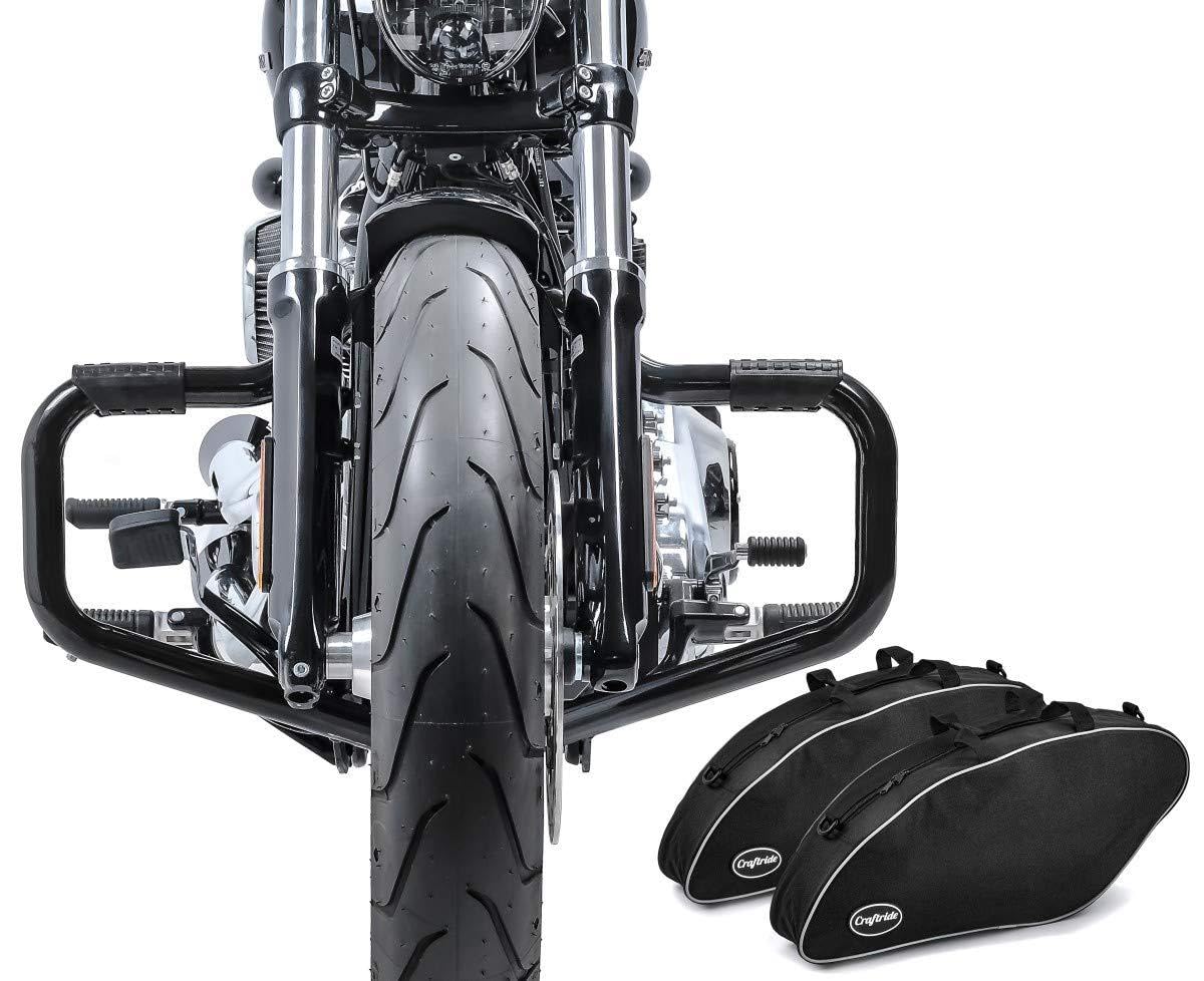 STS7 Crash Bar Mustache, Inner Bag Set & Windscreen M for Harley Davidson Sportglide 2018-2024 | Motorcycle Protection & Storage Accessories for Road Trips & Touring