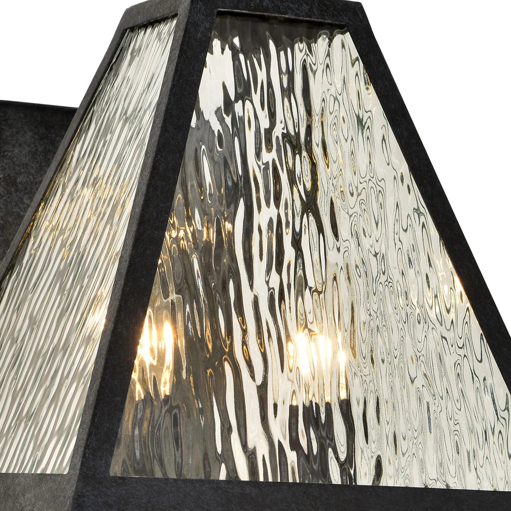 Brian Patrick Flynn Glacier 2-Light Outdoor Wall Sconce - 11x16.75 Inch Stainless Steel Water Glass Fixture with Black Charcoal Finish - 120V E26 Medium Base LED Compatible - Perfect for Patio, Garden, Porch, Entryway and Exterior Wall Lighting