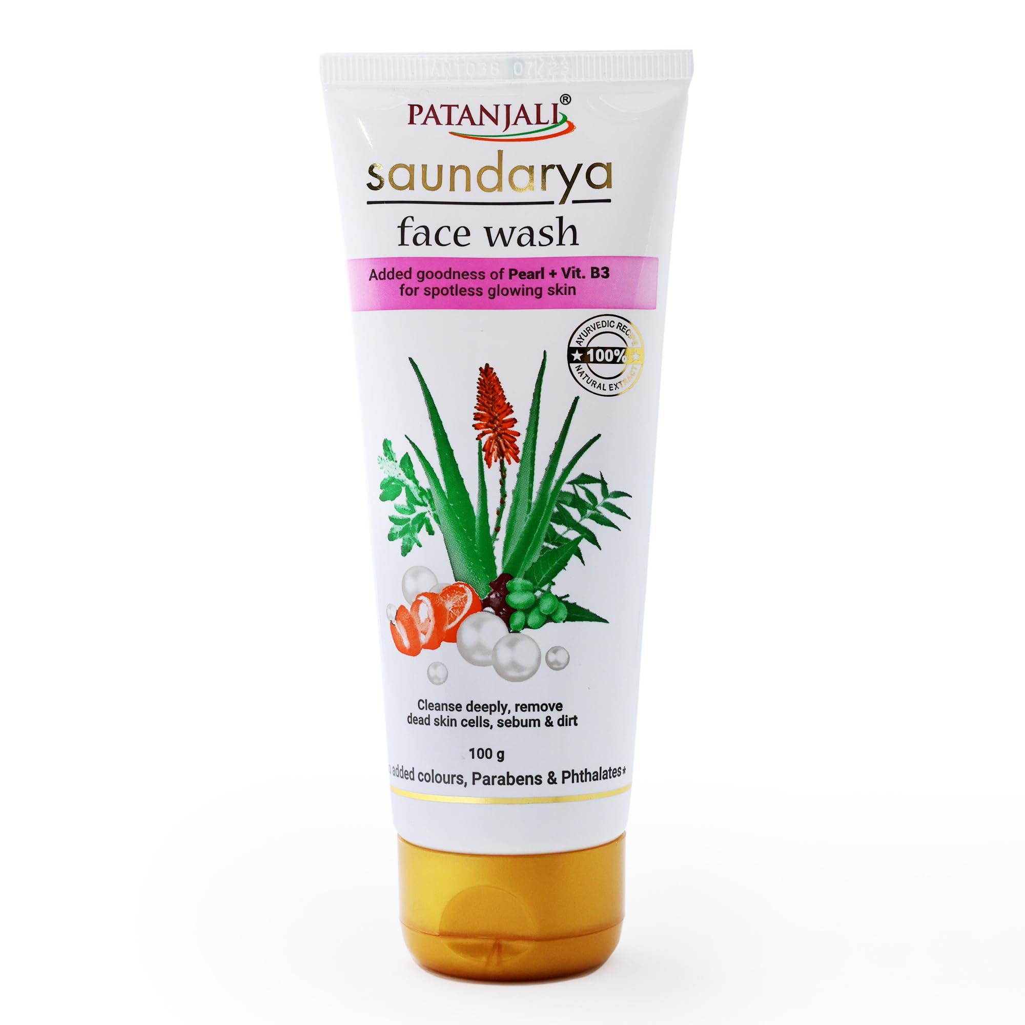 Patanjali Saundarya Deep Cleansing Face Wash 100g - Anti-Acne & Pimple Control for Men & Women - Suitable for All Skin Types - Daily Facial Cleanser for Clear & Glowing Skin