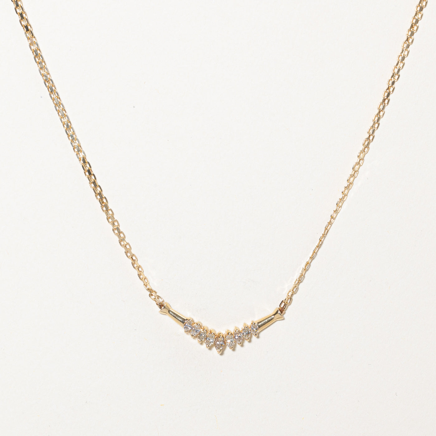 Elegant Marquise Cut Diamond Scoop Necklace | 0.45 Carat Total Weight | 17 Inch Chain | Perfect for Weddings, Anniversaries & Special Occasions