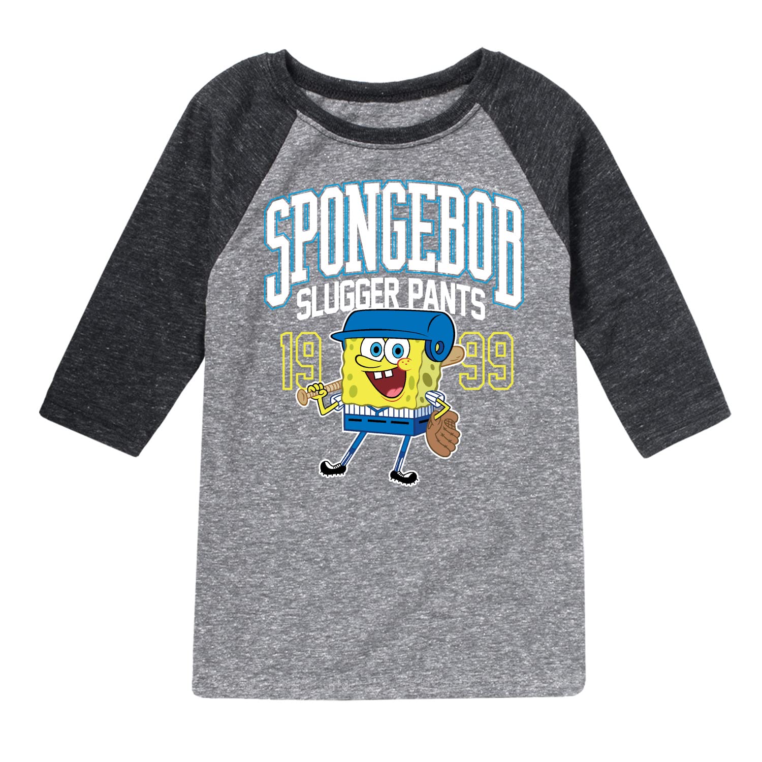Spongebob Squarepants Graphic T-Shirt for Toddler & Youth | Soft Raglan Tee with Slugger Design | Perfect for Playtime, School & Cartoon Lovers