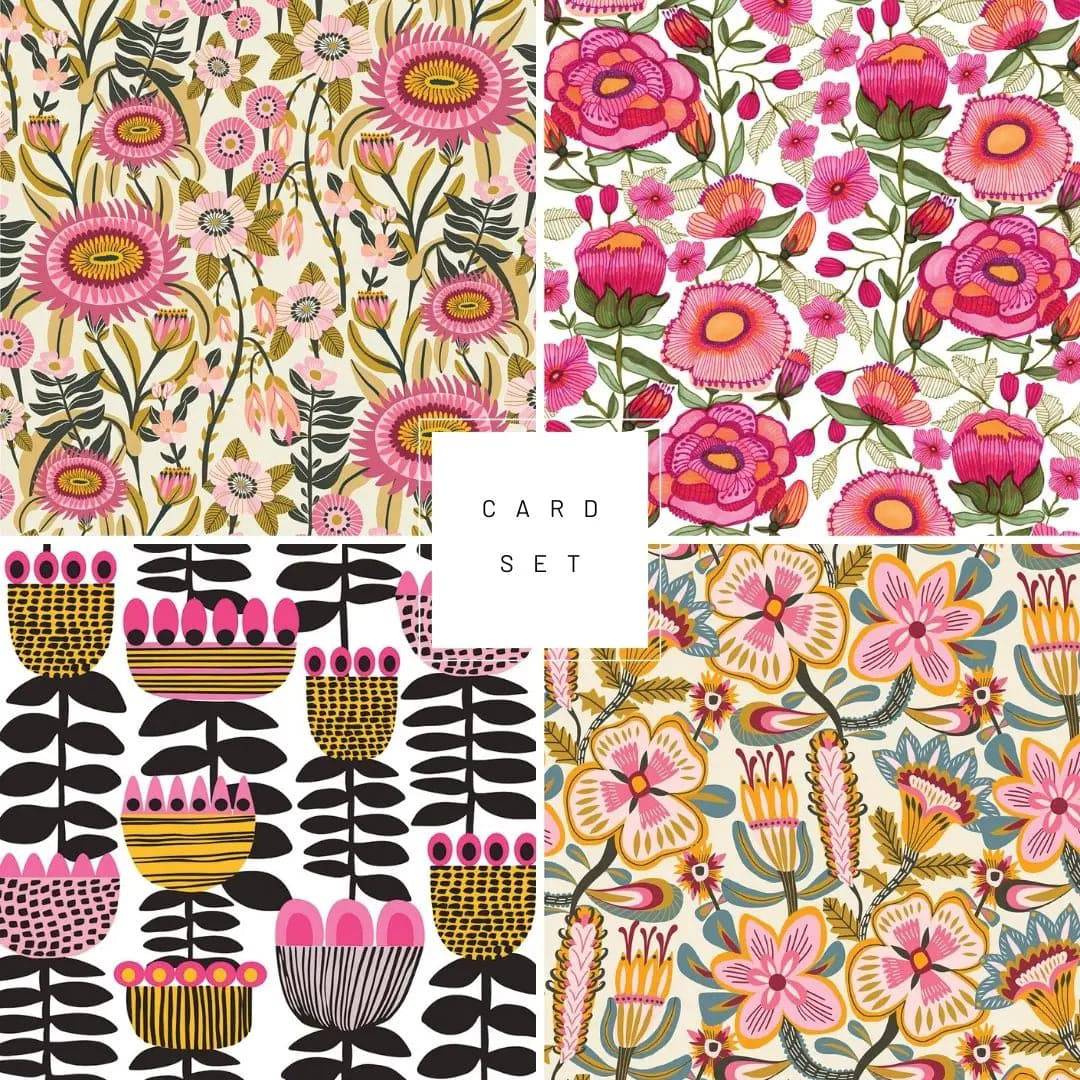 Folk Blooms Australian Greeting Cards - Handmade Floral Design Greeting Cards for Birthday, Wedding, Thank You - Perfect for Special Occasions & Gift Giving