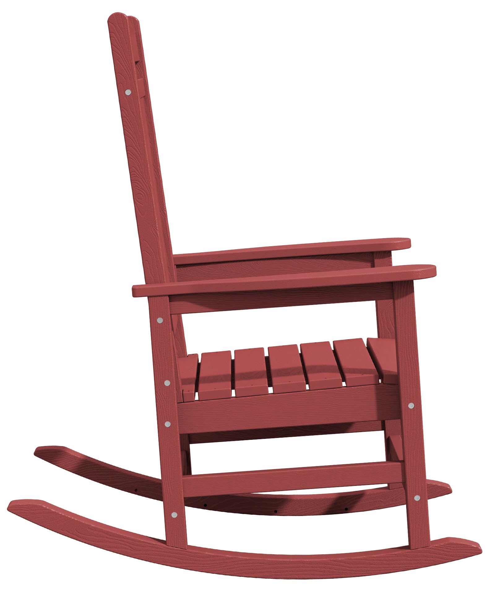 KINGYES Weather-Resistant Outdoor Rocking Chair - High Back Patio Rocker for Adults, Dark Red - Perfect for Porch, Garden & Backyard Relaxation