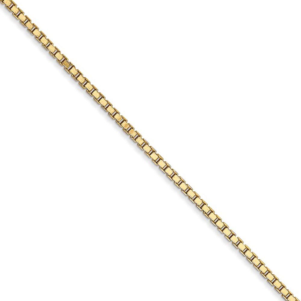 14k Yellow Gold 1.5mm Black Bow Jewelry Solid Box Chain Necklace for Women, Perfect for Everyday Wear, Gifts, and Special Occasions