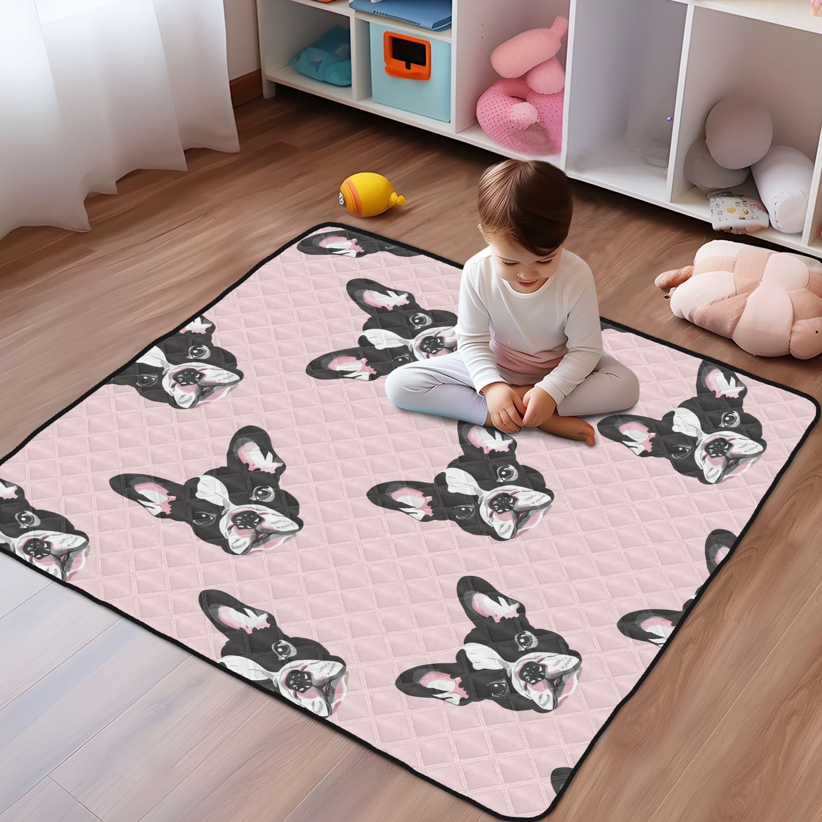 Premium Soft Baby Play Mat for Dogs - 50x50 Inch Non-Slip Floor Playmat for Infants 0-12 Months | Crawling Mat for Newborns & Toddlers | Safe Playpen Mat for Nursery, Living Room & Daycare Use