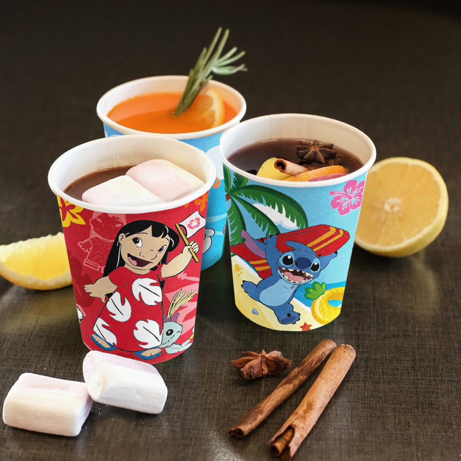 60PCS Stitch Birthday Party Supplies - 9oz Disposable Paper Cups for Stitch Themed Party Favors, Tableware & Decorations | Perfect for Disney Lilo & Stitch Birthday Parties, Baby Showers & Themed Events