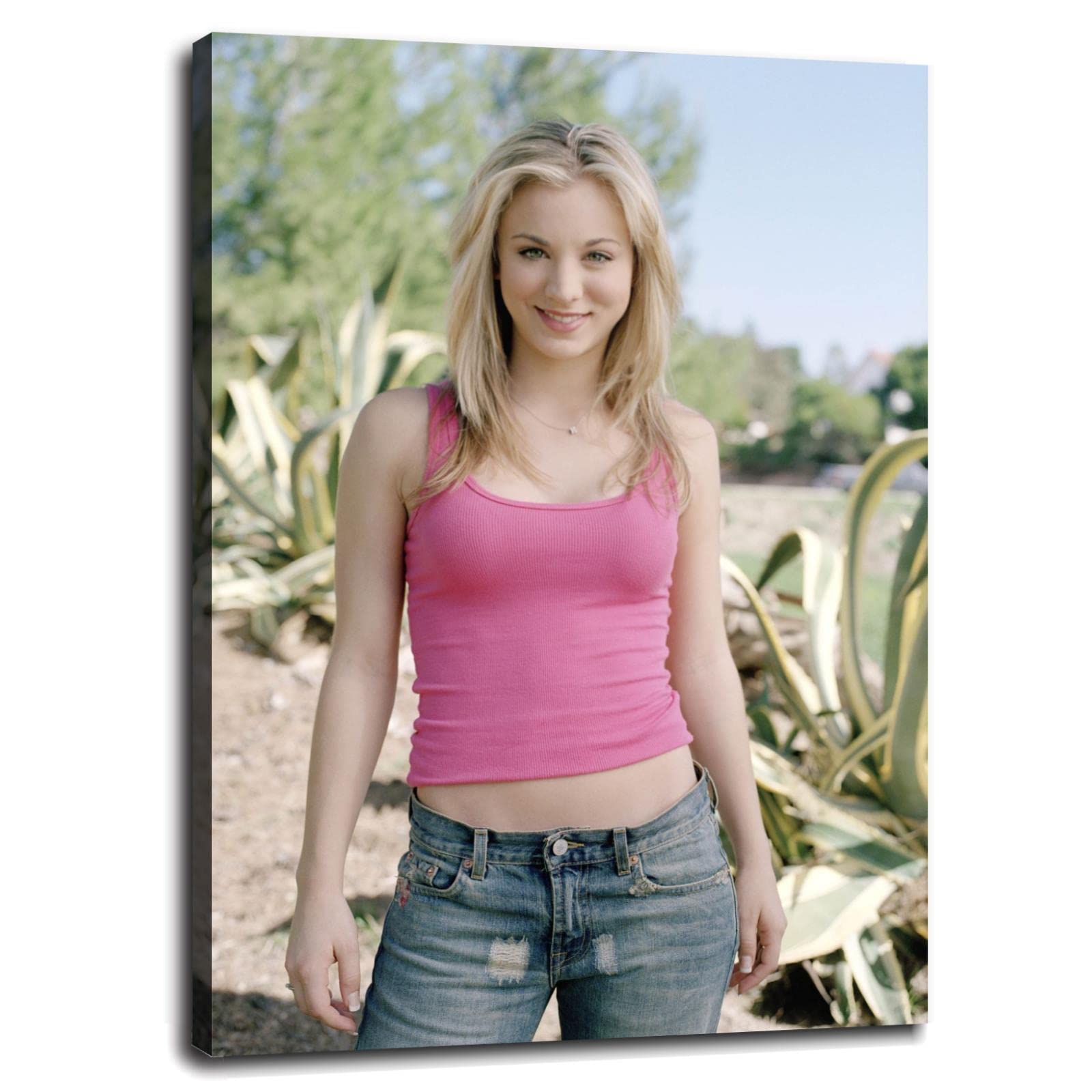 Kaley Cuoco Canvas Wall Art Print - 32x24 Inch Framed Poster for Home & Office Decor - Perfect for Living Room, Bedroom, or Gift