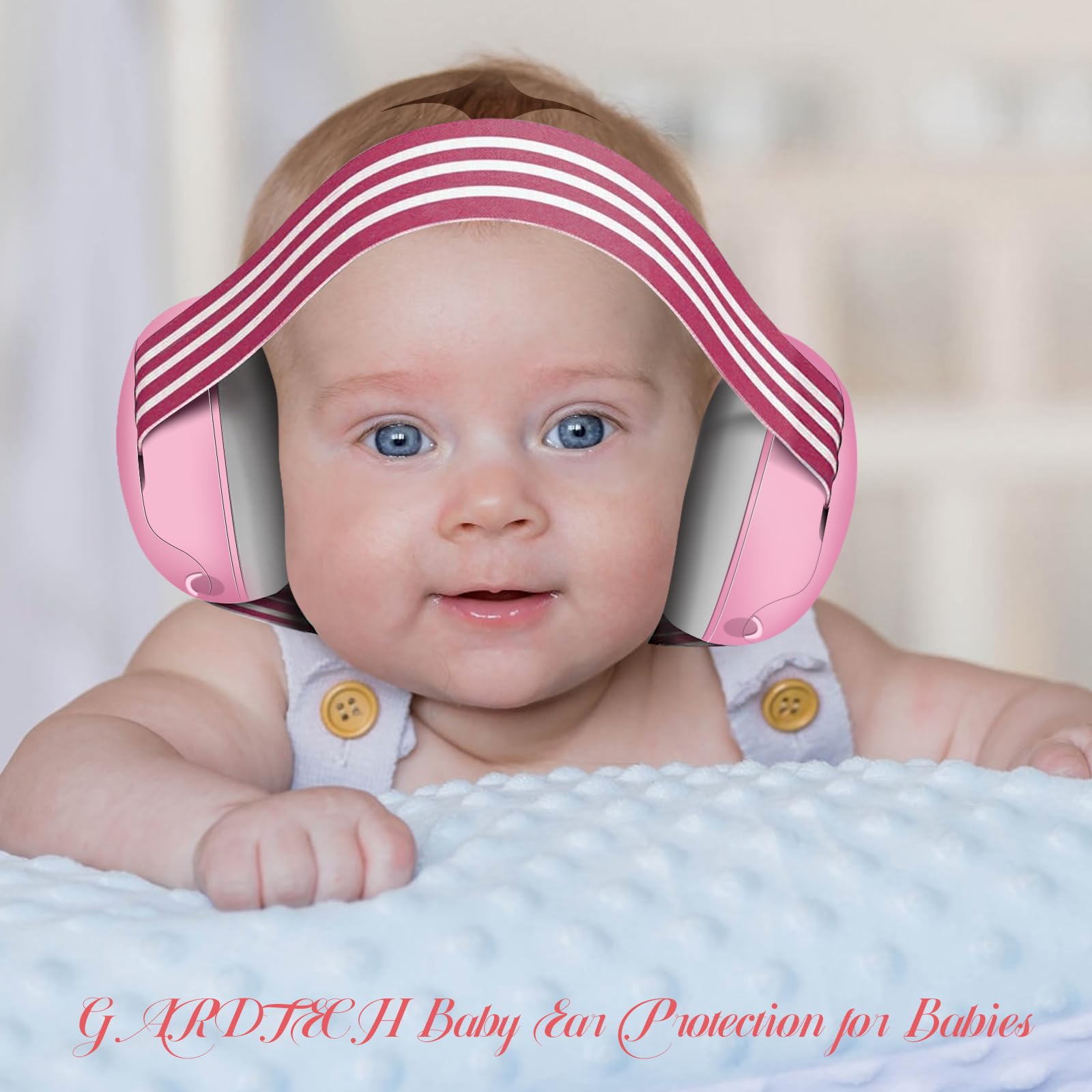 Gardtech Baby Headphones for Noise Protection - Adjustable Infant Ear Muffs for Newborns & Toddlers 0-36 Months, 25dB SNR Noise Canceling Headphones for Airplane Travel, Concerts & Outdoor Activities (Pink) - Perfect for Flying, Fireworks & Loud Events