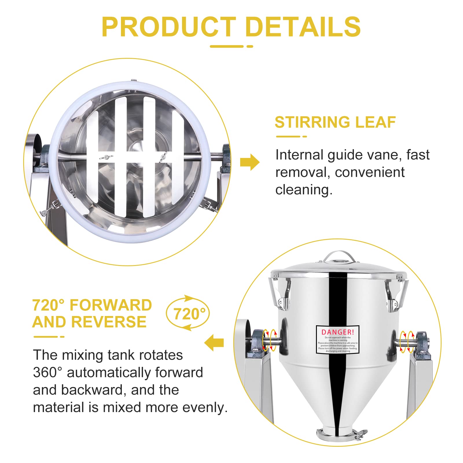 YUCHENGTECH 20L Lab Powder Mixer Machine - Industrial Dry Powder Blender for Food, Chemical & Medical Use - 0-33 RPM Granule Mixer (220V, 20L Capacity 5-10kg) - Perfect for Laboratory, Pharmacy & Food Processing Facilities