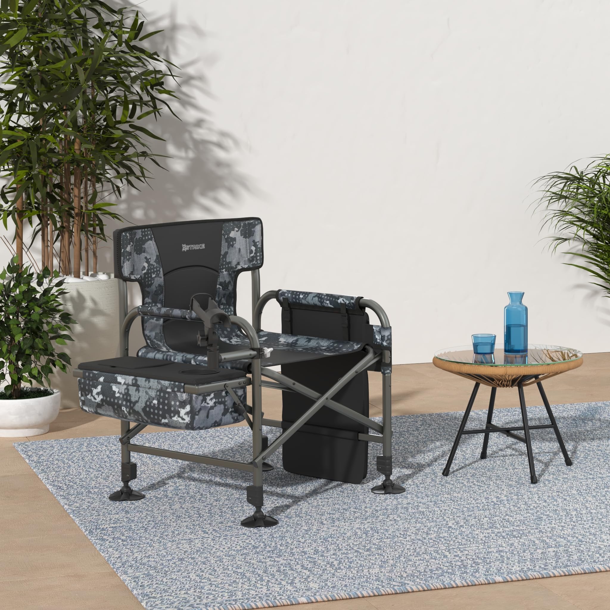 **Adjustable Folding Fishing Chair with Rod Holder & Cooler Bag - Portable Ice Fishing Chair for Adults, Outdoor Camping, Lawn, Patio & Garden - Perfect for Fishing Trips, Camping & Backyard Relaxation**