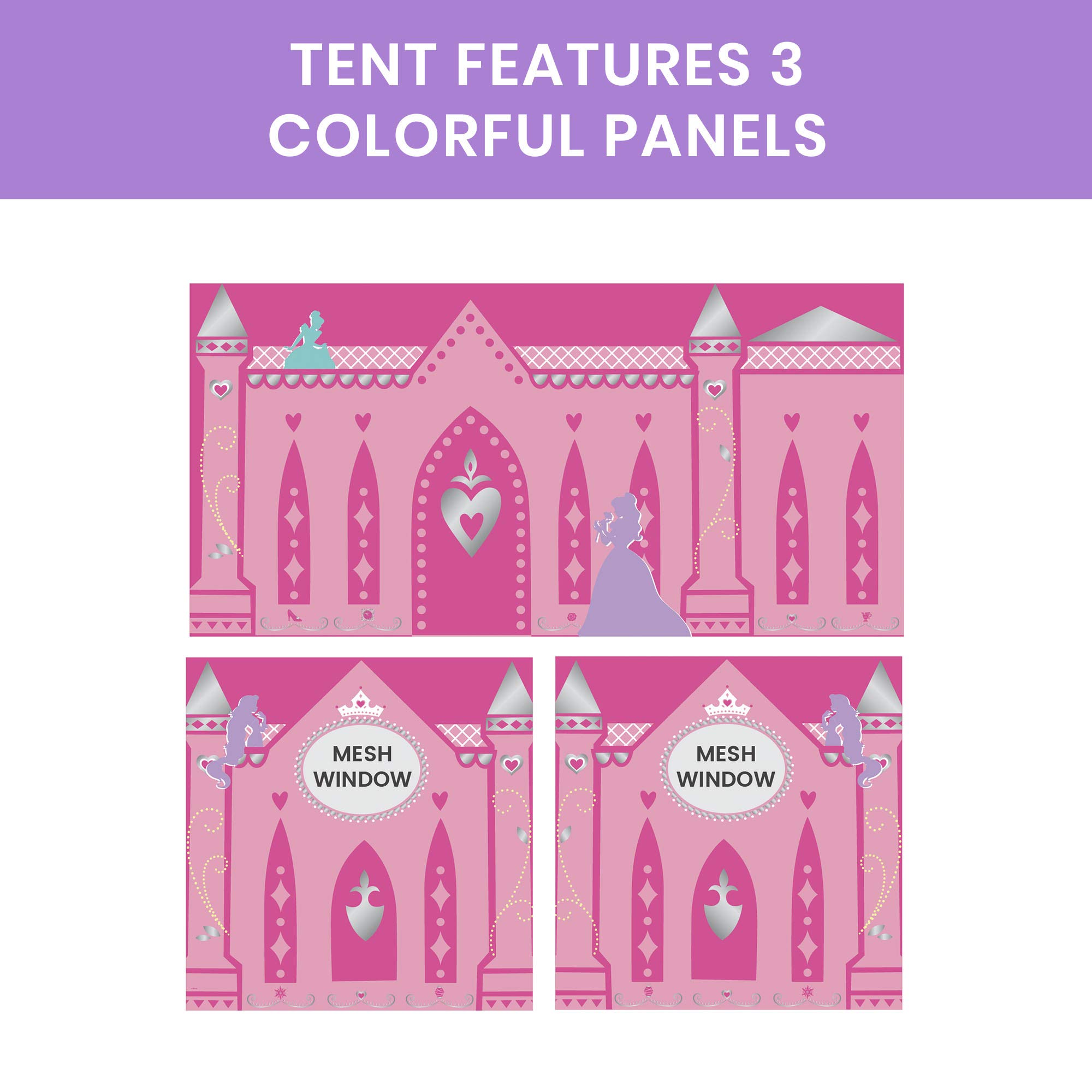 Disney Princess Loft Bed Tent Curtain Set for Low Twin Beds - Kids' Bedroom Decor & Playhouse for Girls' Sleepover Fun