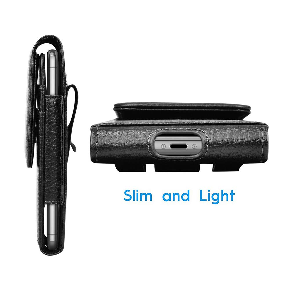 EBIZCITY Leather Phone Belt Holster Pouch for Samsung, Motorola, Xiaomi, Huawei & iPhone 15 Max - Adjustable Belt Buckle Cell Phone Holder for Men & Women - Perfect for Work, Hiking, Travel & Outdoor Activities