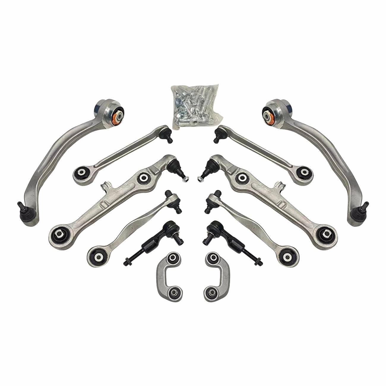 JJ 12pcs Suspension Control Arm Kit for Audi A4 B6 B7 Avant (Left & Right) - A0058A0006 - Improve Ride Comfort & Handling for Sedan & Wagon Models